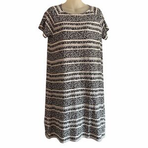 NEW J. Jill women's midi black white floral dress short sleeves size small